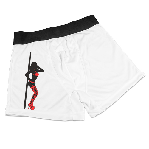 Boxer-Shorts wei, mit schwarzem Bund inkl. Druck