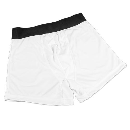 Boxer-Shorts wei, mit schwarzem Bund inkl. Druck