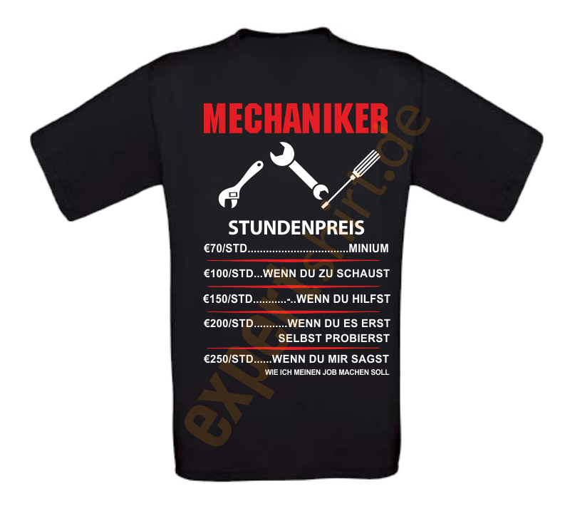 T-shirt Mechaniker Stundenpreis